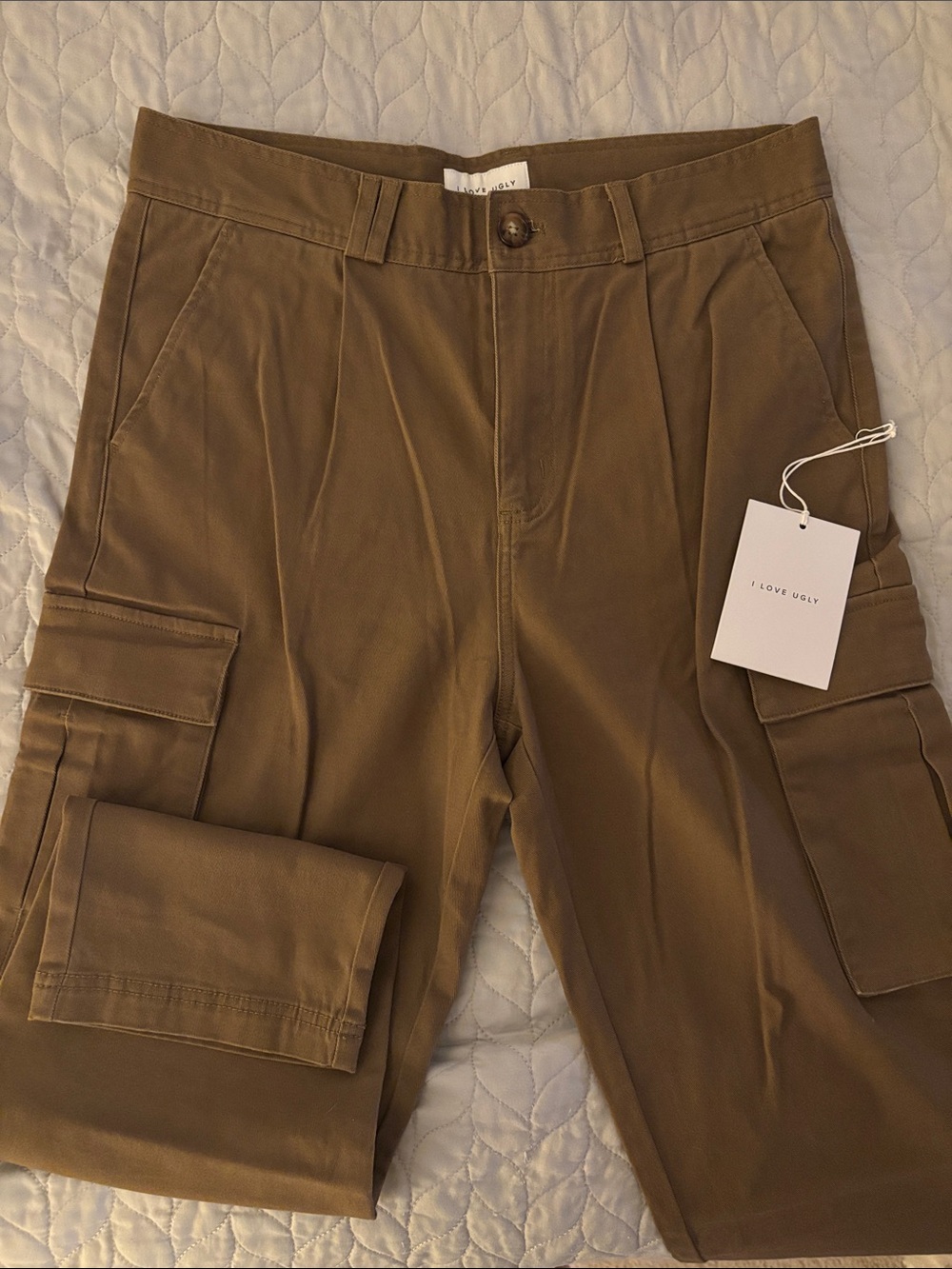 I Love Ugly Men's Brown Cargo Pants New With Tags Never Worn